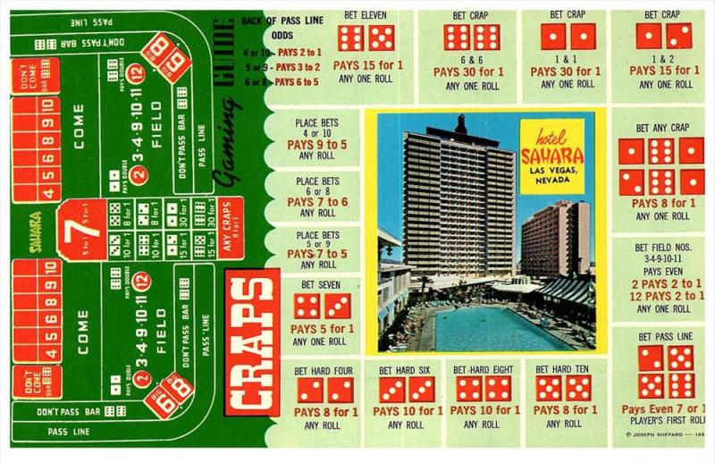 Nevada  Las Vegas ,   The Sahara Casino ,   Craps Layout  combinations