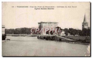 Old Postcard Tarascon Beaucaire Bridge View of King Rene Chateau Sainte Marth...