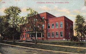 Ottumwa Iowa~Ottumwa Hospital~Trees in Front Yard~1907 Postcard
