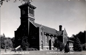 Real Photo Postcard Catholic Church in Clarion, Iowa~137969