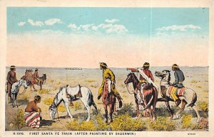 Indians watching the first Santa Fe train After painting by Sauerwin Indian 1...