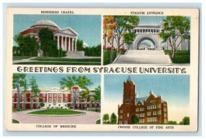 Greetings From Syracuse University New York NY Multiview Unposted Postcard