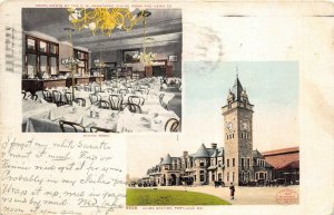 Portland Maine 1907 Postcard Union Train Station & Dining Room by Detroit Photo