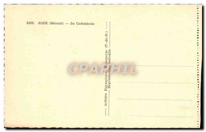 Old Postcard Agde's Cathedral