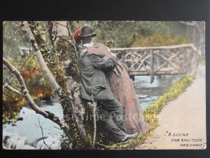 Greetings: Romance, A Couple Kissing A SCENE FOR SOLITUDE DESIGNED c1907