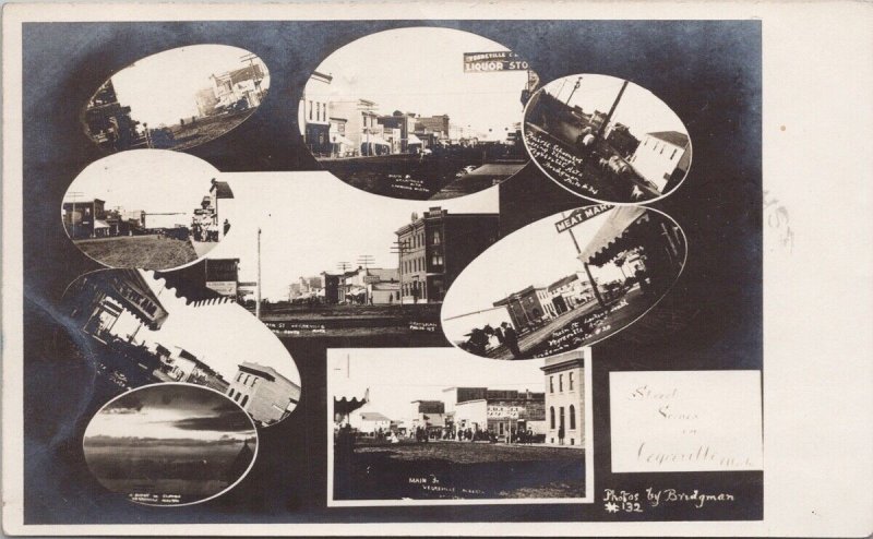 Vegreville Alberta Street Scenes Multiview c1909 Bridgman RPPC Postcard H28