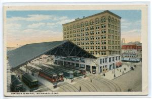 Streetcar Traction Terminal Station Indianapolis Indiana 1920c postcard