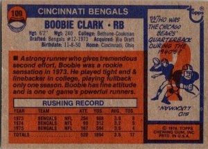 1976 Topps Football Card Boobie Clark Cincinnati Bengals sk4283