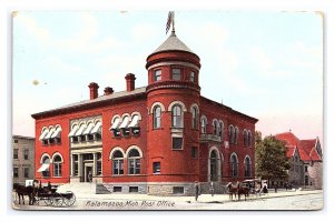 Postcard Kalamazoo Mich. Michigan Post Office Horse & Buggy