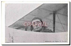 Old Postcard Jet Aviation Renaux on Farman biplane H