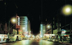 USA Oklahoma City Oklahoma Night View Broad Street Vintage Postcard 07.83