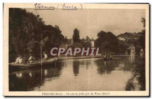 Old Postcard Vernon A fishing Corner Pres du Vieux Moulin