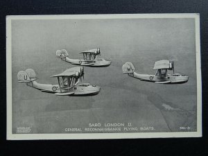 Aircraft SARO LONDON II RECONNAISSANCE FLYING BOATS c1930s RP Postcard