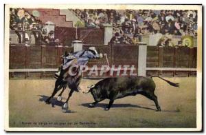 Old Postcard Bullfight Bullfight Simao Veiga in a gran by banderillas