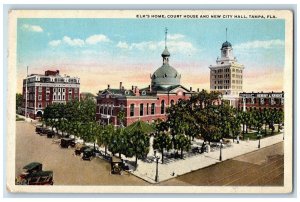 c1920's Elk's Home Court House City Hall Building Classic Car Tampa FL Postcard 