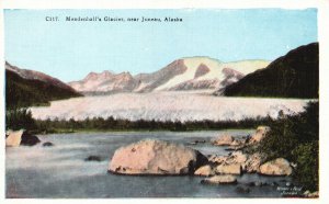 Vintage Postcard Mendenhall's Glacier Greatest Attraction Near Juneau Alaska AL