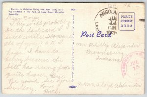 Angola Indiana~Lake James Christian Assembly~Bible Studies Outdoors~1950 Linen