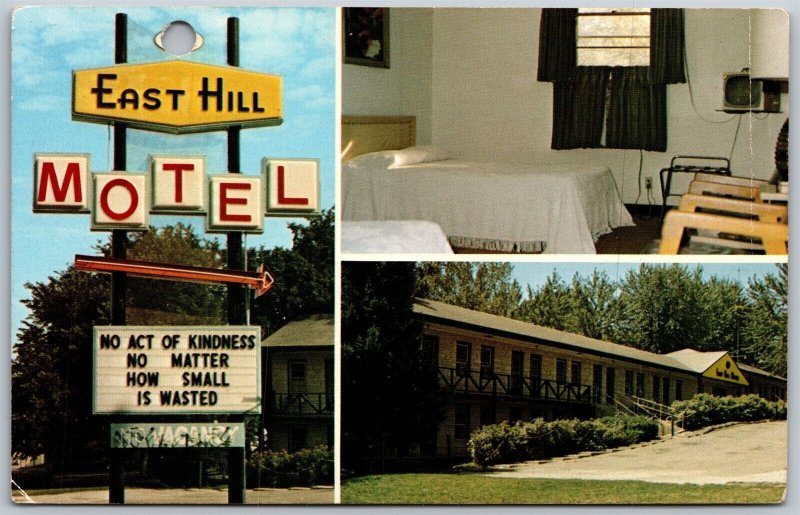 Vtg Seward Nebraska NE East Hill Motel View Hole Punch In Card Postcard