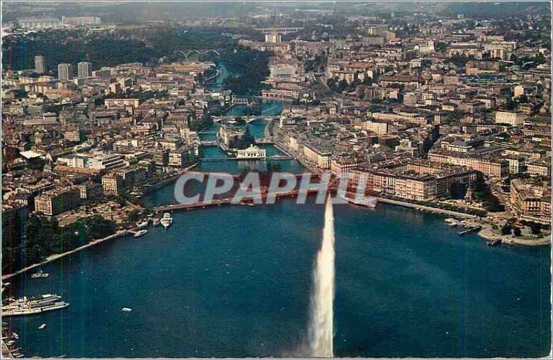 Modern Postcard The Geneva Jet d'Eau (130 meters) La Rade and the City