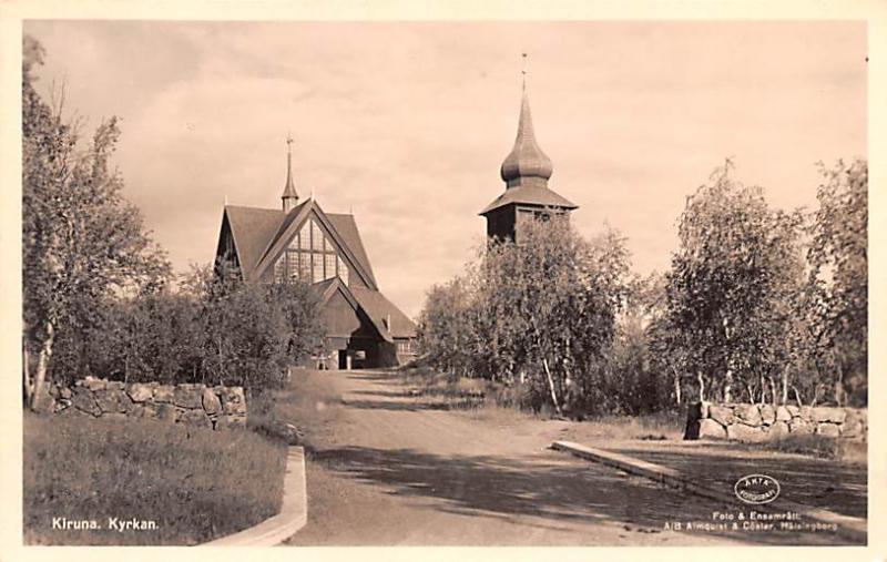 Sweden Old Vintage Antique Post Card Kiruna Kyrkan Unused