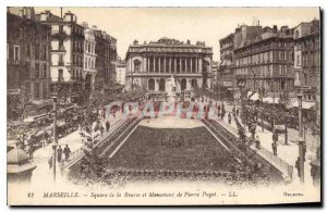 Postcard Marseille Old Square of the Exchange and Monument Pierre Puget