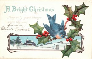 Vintage Postcard 1920's Bright Christmas May Only Good Things Come Thy Way Greet