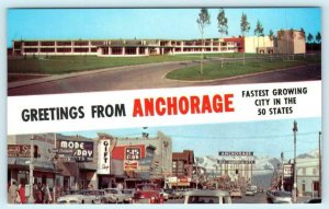 Greetings from ANCHORAGE, Alaska AK  Fastest Growing City c1950s  Postcard