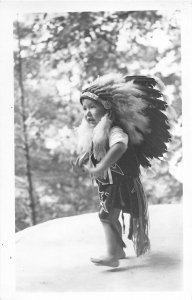G64/ Native American Indian Child Costume RPPC c10 Postcard Headdress 12