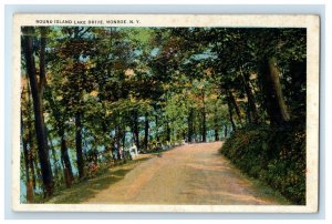 c1930's Round Island Lake Drive Monroe New York NY Unposted Vintage Postcard 