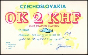 QSL Radio Card call sign OK2KHF from Czechoslovakia 1972