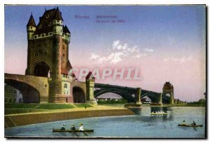 Old Postcard Worms the Rhine bridge