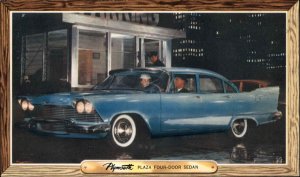 1950s Plymouth Plaza Four-Door Sedan Classic Car Ad Vintage Postcard