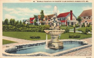 Vintage Postcard Marble Fountain Country Club District Kansas City Missouri MO