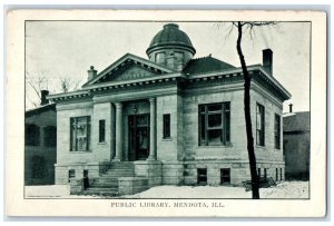 c1910s Public Library Building Scene Street Mendota Illinois IL Antique Postcard