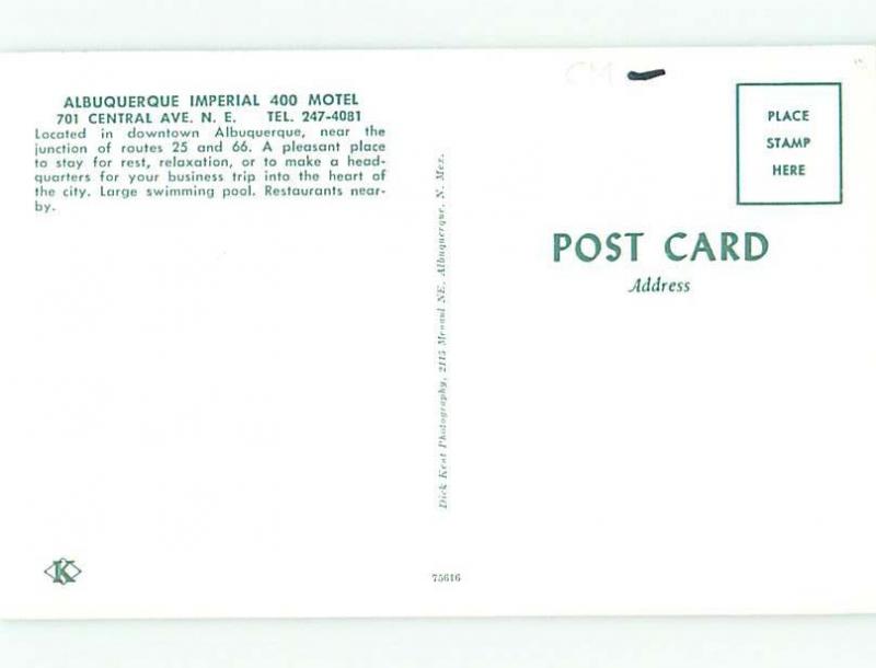 Pre-1980 OLD CARS & IMPERIAL 400 MOTEL Albuquerque New Mexico NM W5890