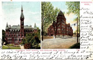 Massachusetts Worcester Classical High School and English High School 1906