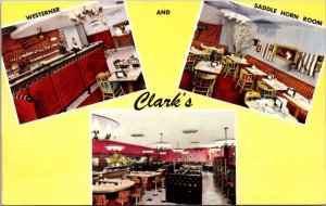 Interior of Clark's Westerner Restaurant, Seattle WA Vintage Postcard S72