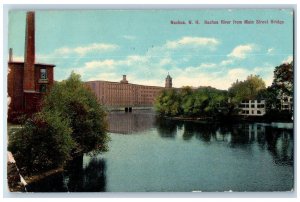 1910 Nashua River From Main Street Bridge View Nashua New Hampshire NH Postcard