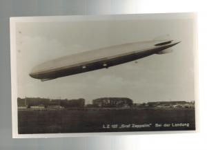 Original Mint RPPC Graf Zeppelin Landing LZ 127 Real Picture Postcard
