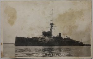 RPPC HMS HERCULES Royal Navy Battleship Military 1913 Vintage Photo Postcard