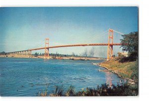 St Lawrence Seaway and Power Project Canada Vintage Postcard Suspension Bridge