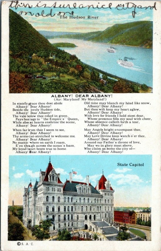 postcard Albany New York Capitol Hudson River lyric poem 