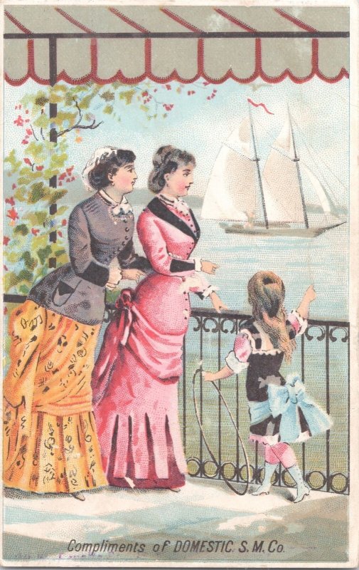 Domestic Sewing Machine Co - Ladies Sailboat - Victorian Trade Card