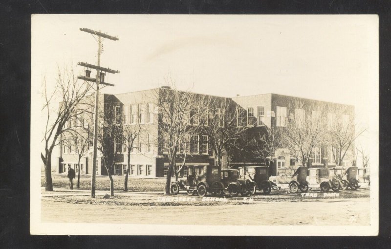 RPPC CANISTOTA SOUTH DAKOTA SD HIGH SCHOOL BUILDING REAL PHOTO POSTCARD