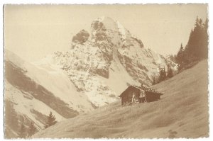 Murren Gspaltenhorn Switzerland unused, undivided back, Real Photo, Alps, Chalet