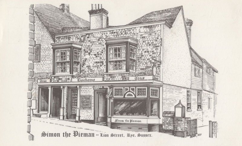 Simon The Pieman Rye Sussex Shop 1960s Painting Postcard