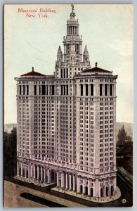 Municipal Building New York NY Park Row Facing City Hall Landmark Postcard