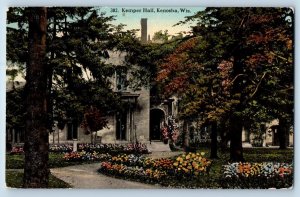 1913 Kemper Hall Building Landscape Garden Pathway Kenosha Wisconsin WI Postcard