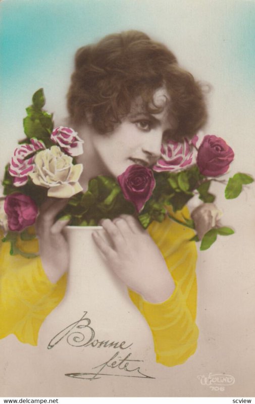 RP: Woman holding Roses , 00-10s