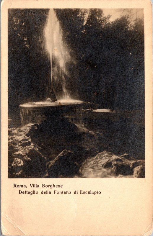 Postcard Italy Rome Villa Borghese Esculapio Fountain